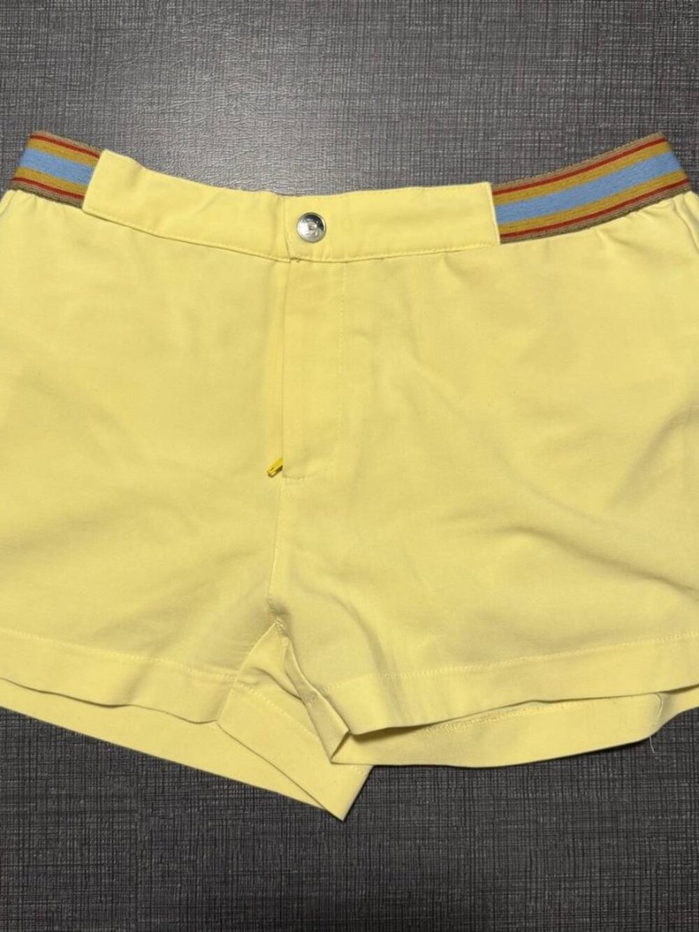 Parke & Ronen Canary Yellow Swim Shorts Size 30" Inseam 3"